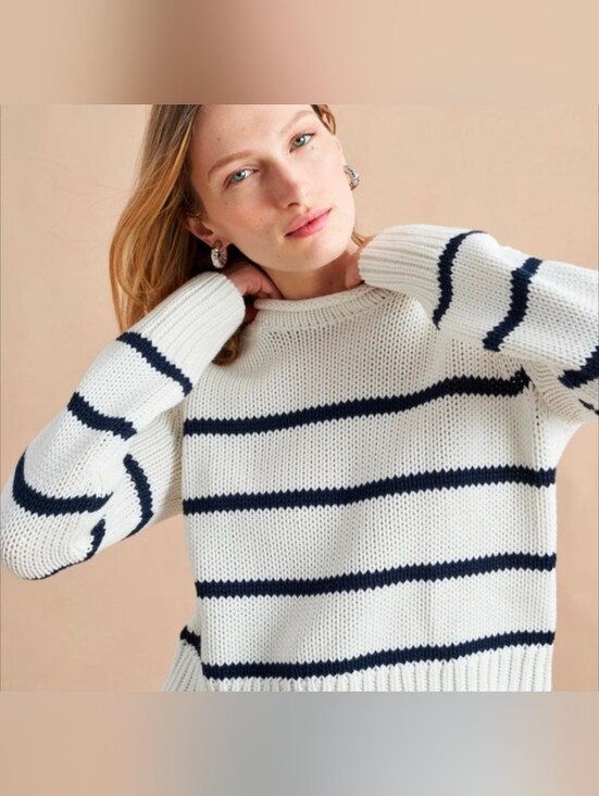 La Ligne Sweaters - La Ligne Mini Marina Sweater Ivory / Navy Stripe size small